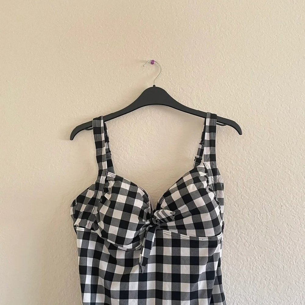 NEXT Plaid One Piece Black and White Bathing‎ Suit - Picture 2 of 6